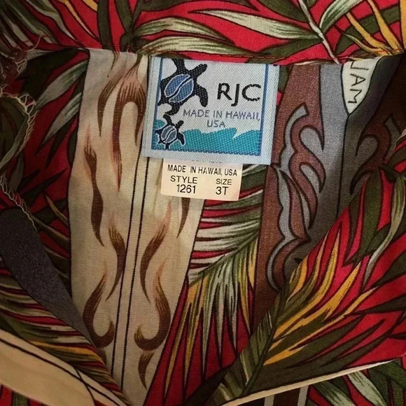 RJC Made In Hawaii Boys Button Down Shirt With Surf Board & Palm Tree Design 3T - Picture 3 of 7